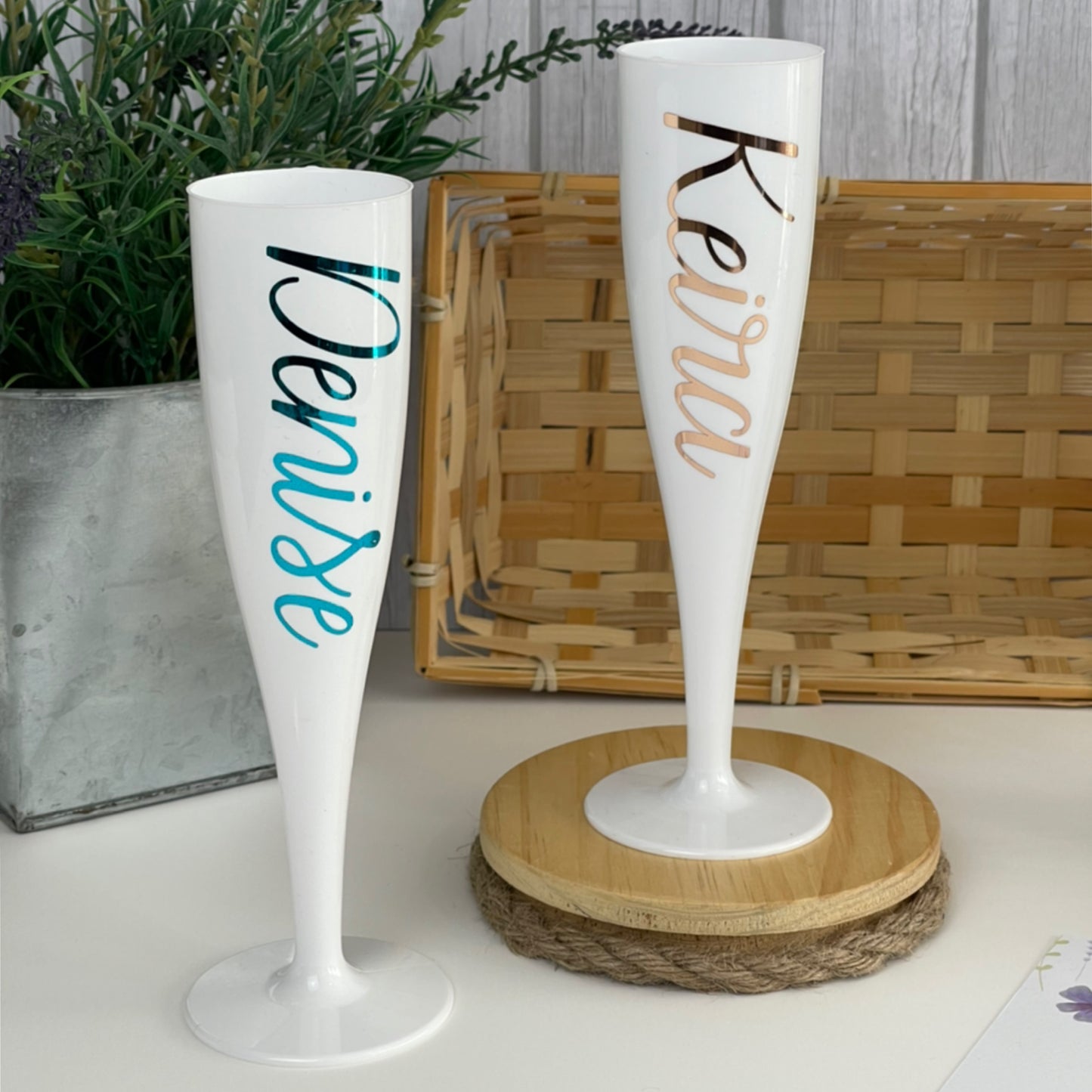 Personalised white plastic flute