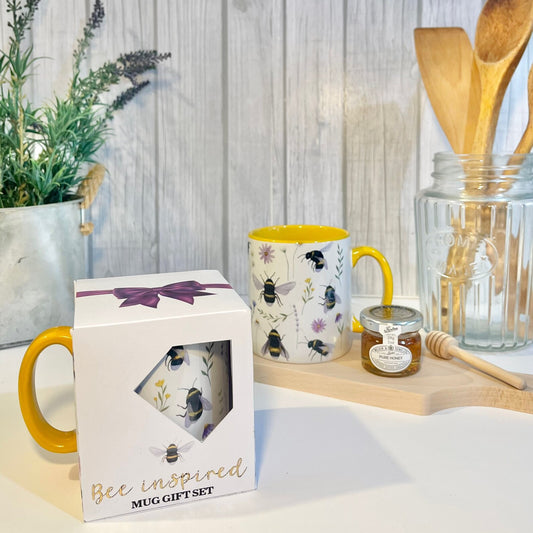 Bee inspired mug gift set (Honey and wooden dipper)