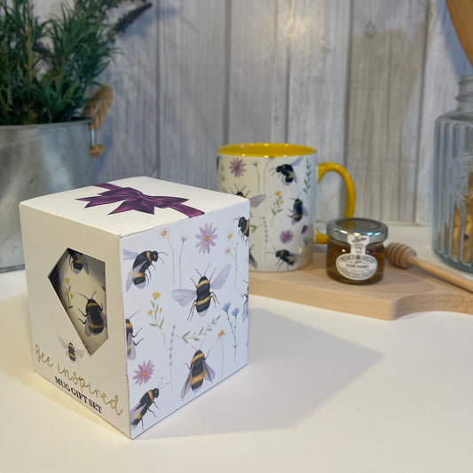 Bee inspired mug gift set (Honey and wooden dipper)