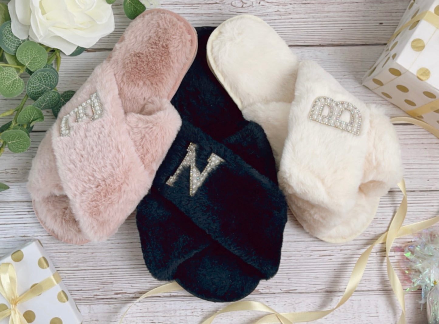 Personalised ‘MRS’ fluffy slippers