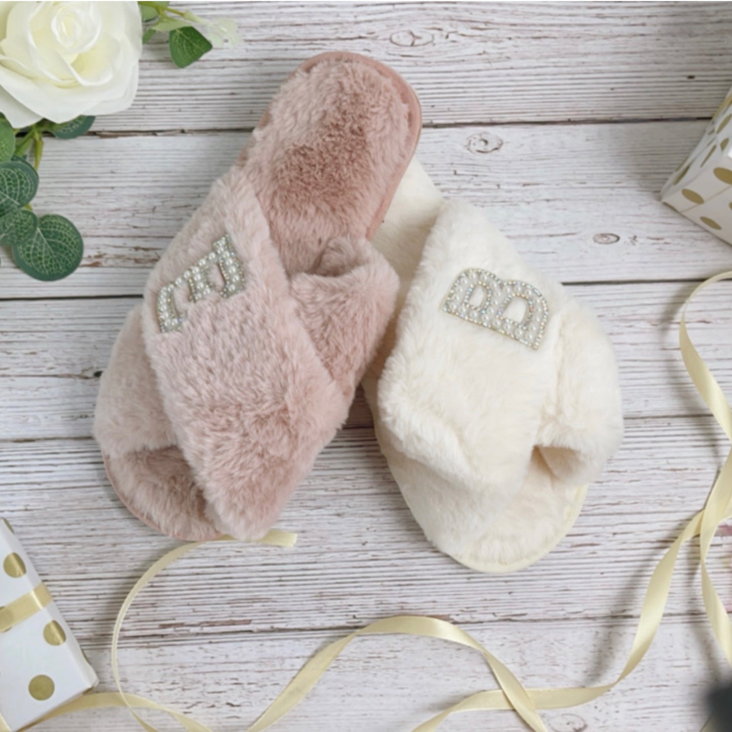 Personalised ‘MRS’ fluffy slippers